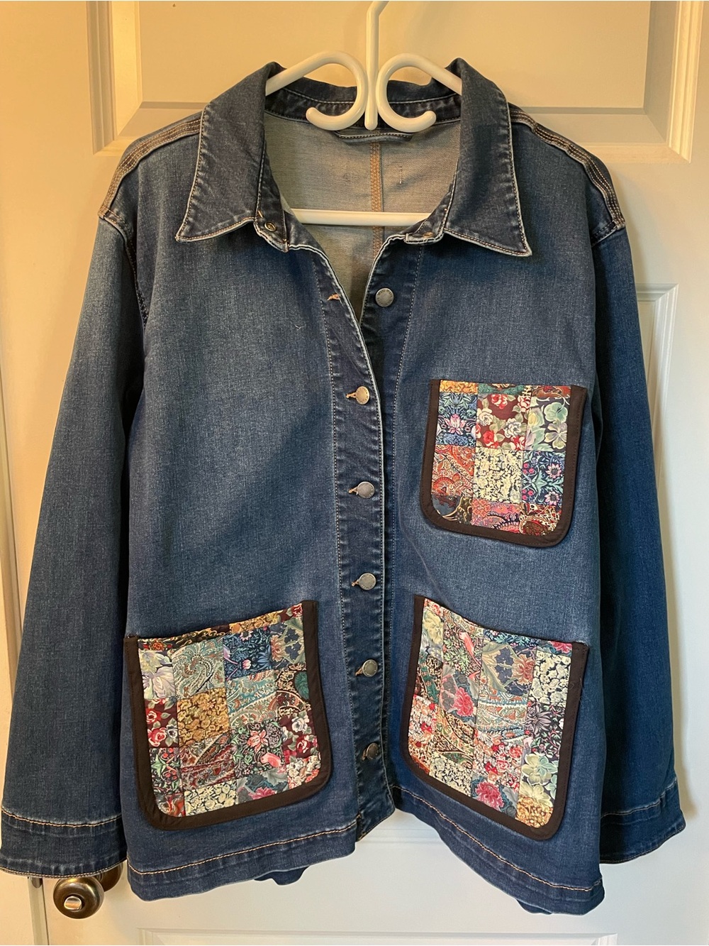 Denim Patchwork Pocket Jacket - Blue